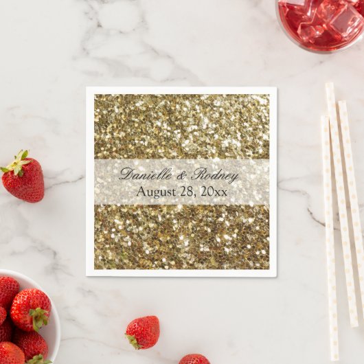 Elegant Gold Glitter Printing Wedding Servetten (Insitu)