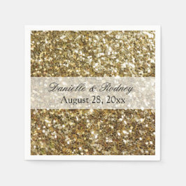 Elegant Gold Glitter Printing Wedding Servetten