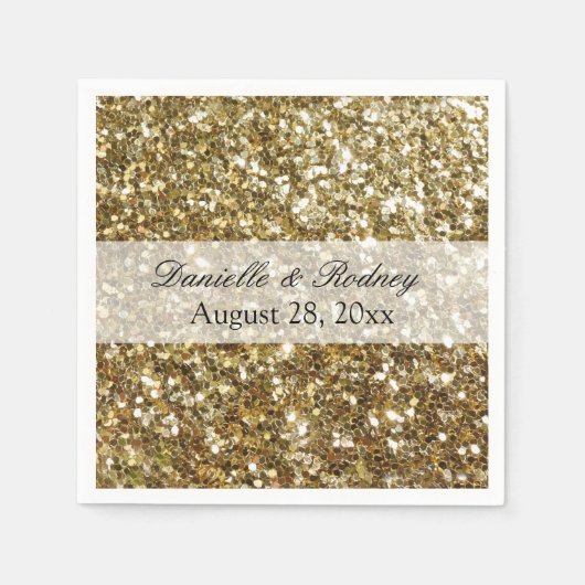 Elegant Gold Glitter Printing Wedding Servetten (Voorkant)