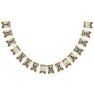 Elegant Gold Glitter Printing Wedding Vlaggetjes