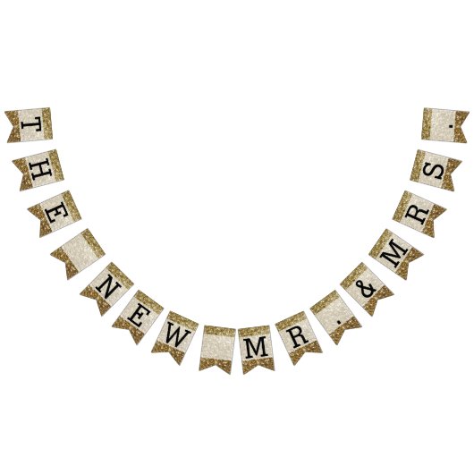 Elegant Gold Glitter Printing Wedding Vlaggetjes (Alle)