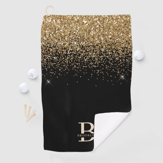 Elegant Gold Glitter Pro Monogramed Moederdag Golfhanddoek (Insitu)