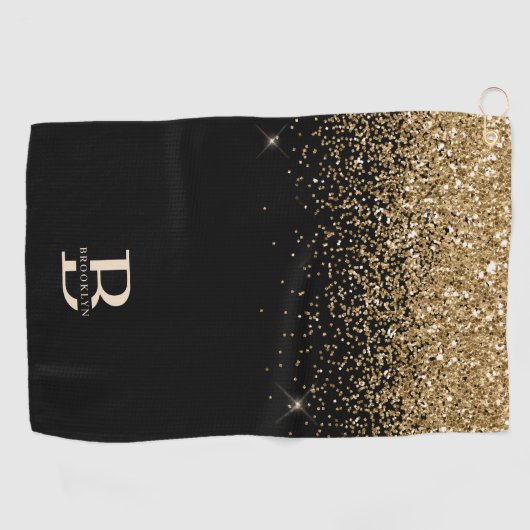 Elegant Gold Glitter Pro Monogramed Moederdag Golfhanddoek (Horizontaal)