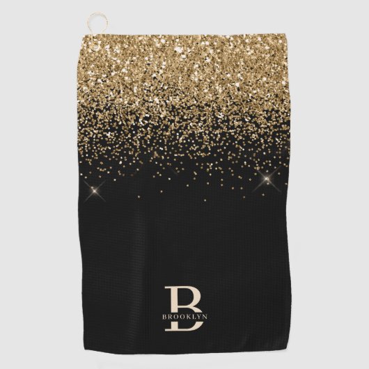 Elegant Gold Glitter Pro Monogramed Moederdag Golfhanddoek (Voorkant)