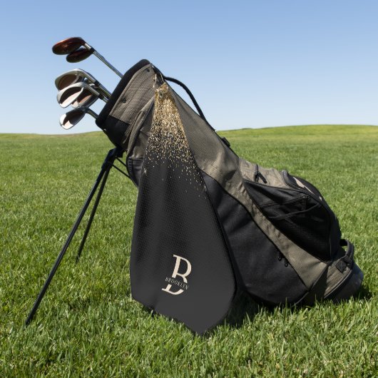 Elegant Gold Glitter Pro Monogramed Moederdag Golfhanddoek (Groen)