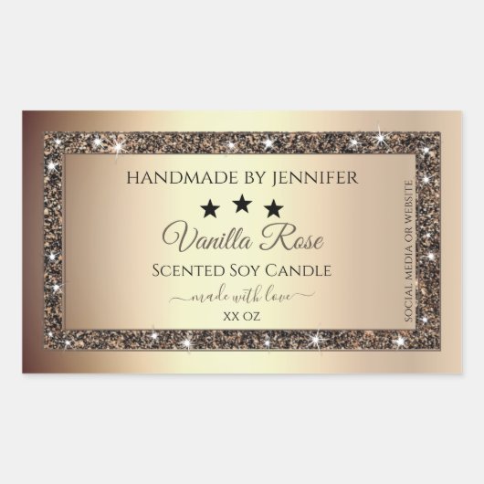 Elegant Gold Glitter Product Packaging Labels (Voorkant)