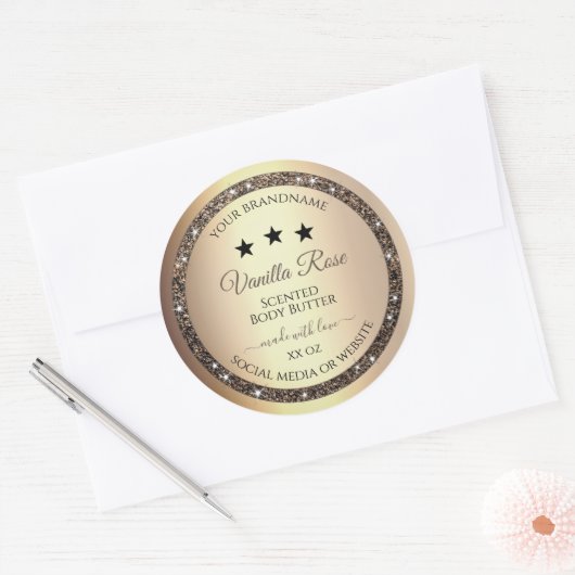 Elegant Gold Glitter Product Packaging Labels (Envelop)