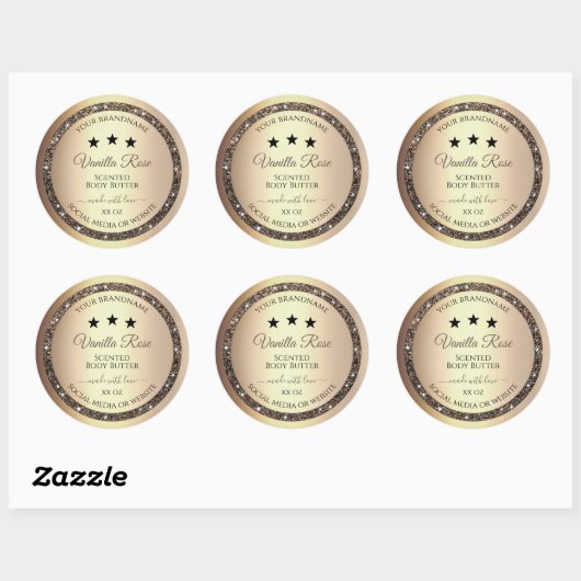 Elegant Gold Glitter Product Packaging Labels (Vel)