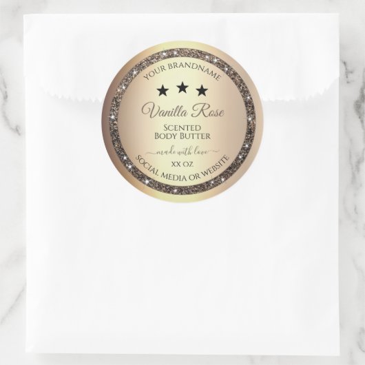 Elegant Gold Glitter Product Packaging Labels (Tas)