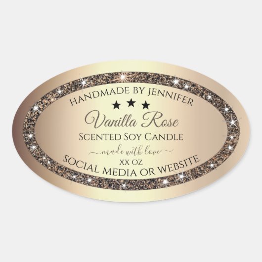 Elegant Gold Glitter Product Packaging Labels (Voorkant)