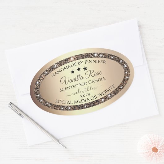 Elegant Gold Glitter Product Packaging Labels (Envelop)