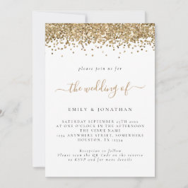 Elegant Gold Glitter QR Code Weddenschap Kaart