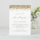 Elegant Gold Glitter QR Code Weddenschap Kaart (Staand voorkant)