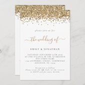 Elegant Gold Glitter QR Code Weddenschap Kaart (Voorkant / Achterkant)