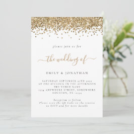 Elegant Gold Glitter QR Code Weddenschap Kaart