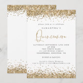 Elegant Gold Glitter Quinceañera 15e partij Kaart (Voorkant / Achterkant)