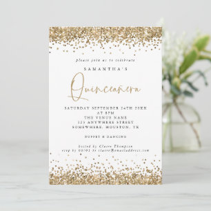 Elegant Gold Glitter Quinceañera 15e partij Kaart