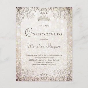 Elegant Gold Glitter Quinceañera 15e verjaardag Briefkaart