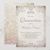 Elegant Gold Glitter Quinceañera 15e verjaardag Kaart (Voorkant / Achterkant)