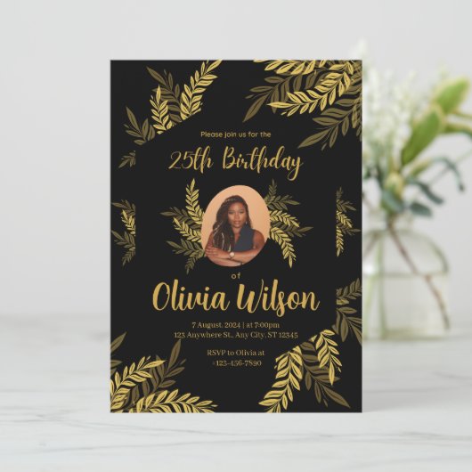 Elegant Gold Glitter Quinceañera 25ste deel bruilo Kaart (Staand voorkant)