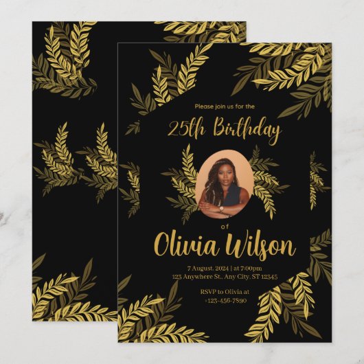 Elegant Gold Glitter Quinceañera 25ste deel bruilo Kaart (Voorkant / Achterkant)