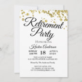 Elegant Gold Glitter Retirement Party Kaart (Voorkant)