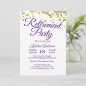 Elegant Gold Glitter Retirement Party Uitnodiging (Staand voorkant)