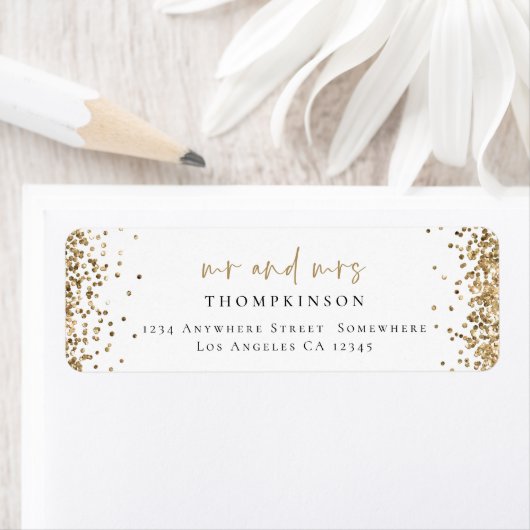 Elegant Gold Glitter Return Name Label (Insitu)