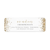 Elegant Gold Glitter Return Name Label (Voorkant)