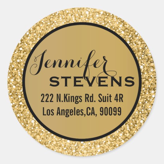 Elegant Gold Glitter Ronde Sticker (Voorkant)