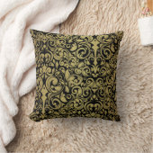 Elegant Gold Glitter Royal Black Damask Kussen (Deken)