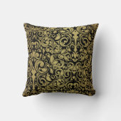 Elegant Gold Glitter Royal Black Damask Kussen (Achterkant)