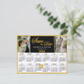Elegant Gold Glitter Script 2 Foto Opslaan van de  Aankondigingskaart (Staand voorkant)