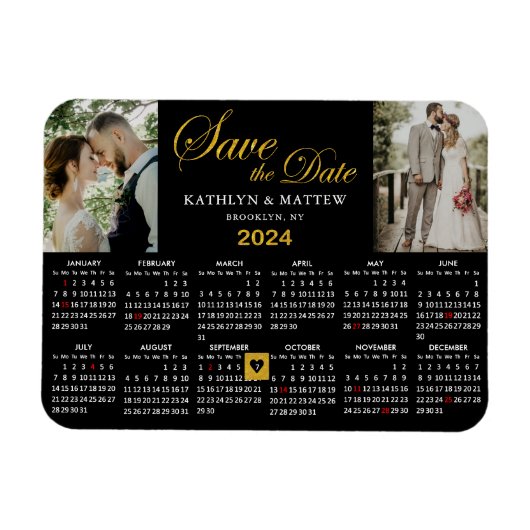 Elegant Gold Glitter Script 2 Foto Opslaan van de  Magneet (Horizontaal)