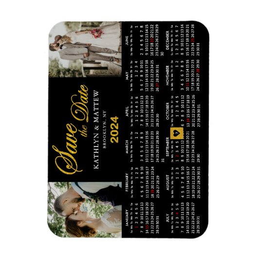 Elegant Gold Glitter Script 2 Foto Opslaan van de  Magneet (Verticaal)