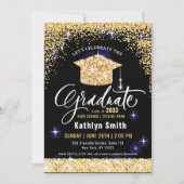 Elegant Gold Glitter Script-Afstuderen Kaart (Voorkant)