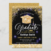 Elegant Gold Glitter Script-Afstuderen Kaart (Voorkant / Achterkant)