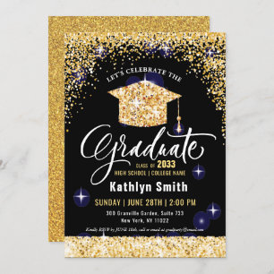 Elegant Gold Glitter Script-Afstuderen Kaart