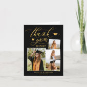 Elegant Gold Glitter Script Black Photo Afstuderen Bedankkaart (Voorkant)