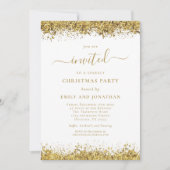 Elegant Gold Glitter Script Christmas Party Kaart (Voorkant)