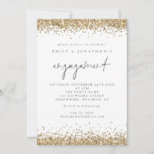 Elegant Gold Glitter Script Engagement Party Kaart (Voorkant)