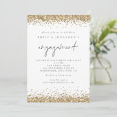 Elegant Gold Glitter Script Engagement Party Kaart (Staand voorkant)