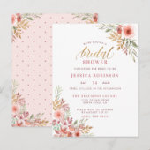 Elegant Gold Glitter Script Floral Vrijgezellenfee Uitnodiging Briefkaart (Voorkant / Achterkant)