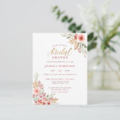 Elegant Gold Glitter Script Floral Vrijgezellenfee Uitnodiging Briefkaart (Staand voorkant)