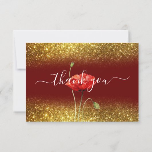 Elegant Gold Glitter Script Funeral Hartelijk dank Bedankkaart (Achterkant)
