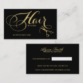 Elegant Gold Glitter Script Hair Stylist Afsprakenkaartje (Voorkant / Achterkant)