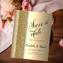 Elegant Gold Glitter Script Save the Date