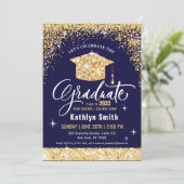 Elegant Gold Glitter Script Sparking Afstuderen Kaart (Staand voorkant)