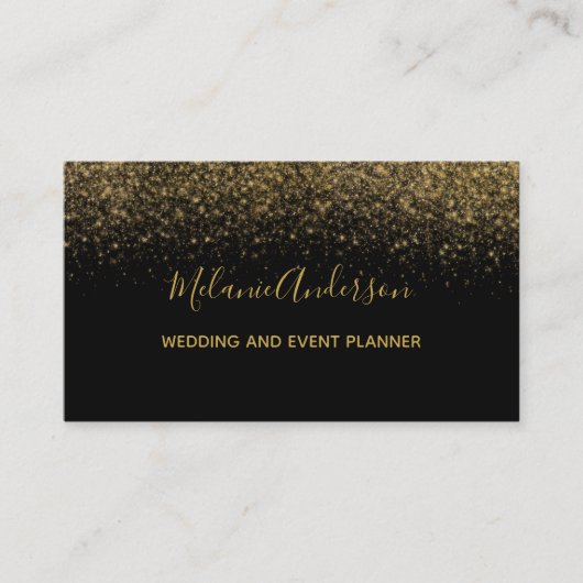 Elegant Gold Glitter Script Visitekaartje (Voorkant)