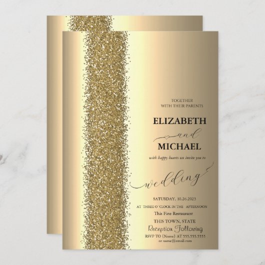 Elegant Gold Glitter Script Weddenschap Kaart (Voorkant / Achterkant)